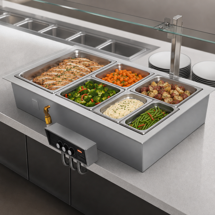 Product image #3 for Hatco Drop-In Modular/Ganged Heated Well, 5 Full-Size Pan Capacity, Insulated, With Drain