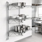Thumbnail image #3 for Quantum WC54-CB2154C Wall-Mounted Cantilever Wire Shelf Starter Unit, 3 Shelves, 54-Inch Posts, 21-Inch Cantilevers, Chrome-Plated