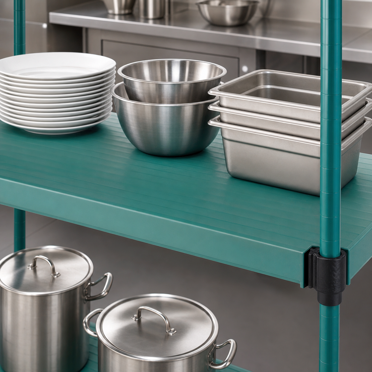 Product image #3 for QuadPlus Solid Polymer Shelf Mat with Quad-Adjust Frame, 36 x 21 Inches, Green