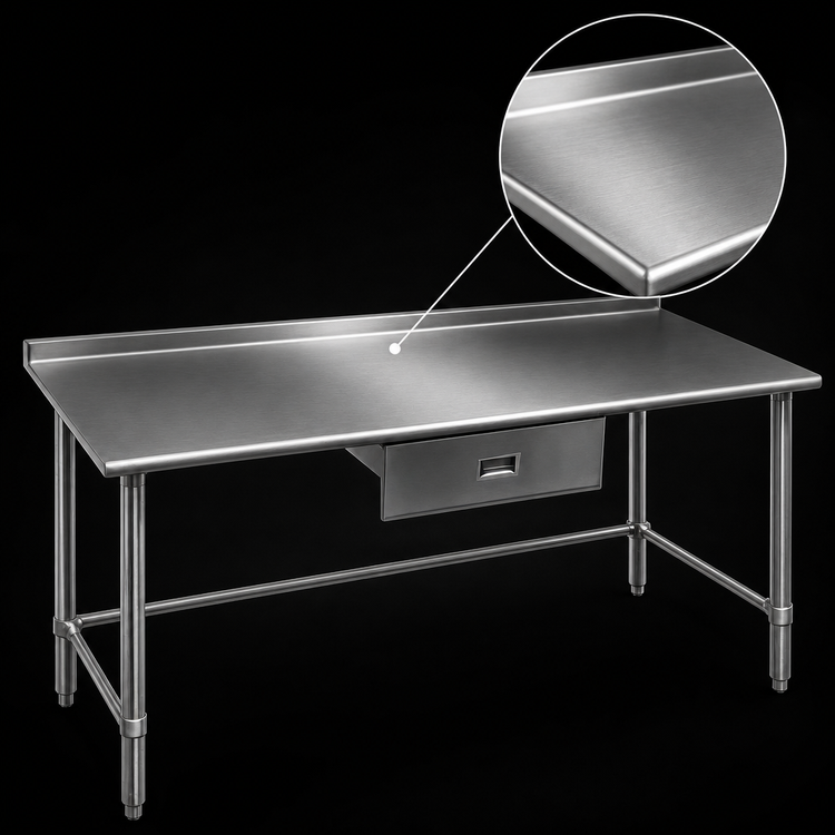 Product image #3 for Eagle Budget Series 108-Inch x 30-Inch 430 Stainless Steel Work Table with 1-1/2-Inch Rear Up-Turn