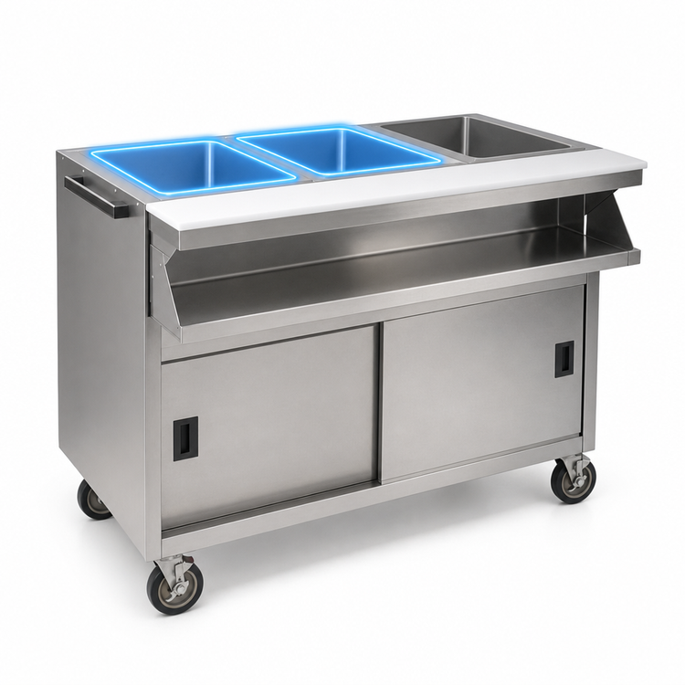Product image #3 for Eagle Group Spec-Master Mobile Sealed Well Hot Food Table with Sliding Doors, 2 Wells, 33-Inch Wide, 120V
