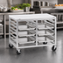 Thumbnail image #3 for Channel Manufacturing Double Section Aluminum Bun Pan Rack Work Table with Poly Top, End Load, 10 Full-Size Pan Capacity