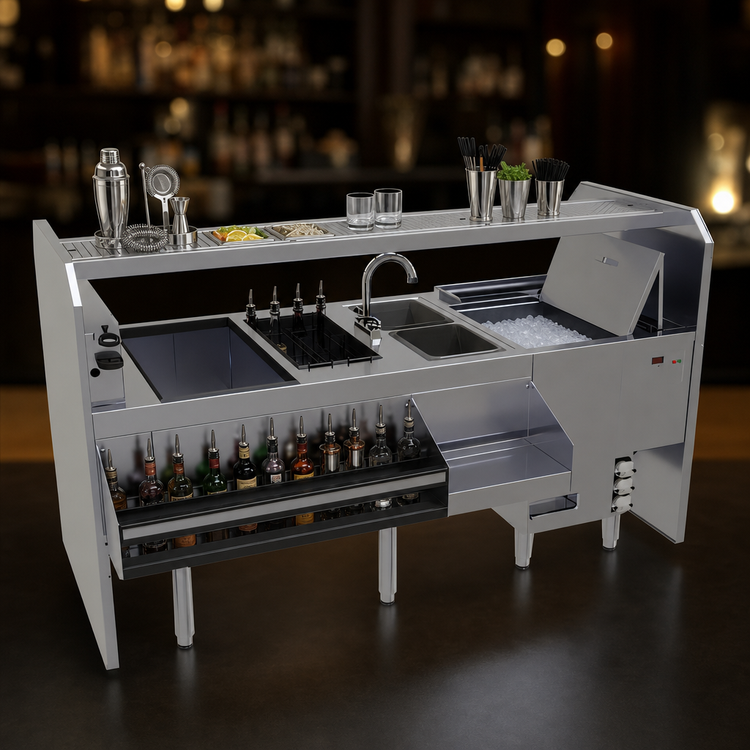 Product image #3 for Glastender Complete Style Pass-Thru Cocktail Station with GW24 Glasswasher, Rightward Workflow, 78-Inch x 32-Inch