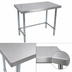 Thumbnail image #3 for BK Resources Open Base Flat Top Work Table, 48 x 24 x 36 Inches, Stainless Steel Top, Galvanized Legs