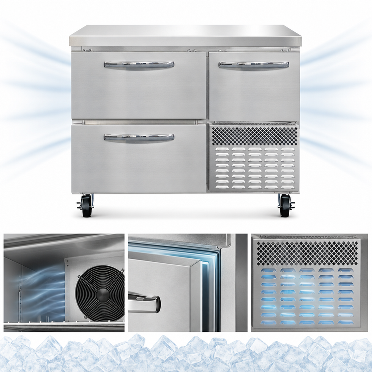 Product image #3 for Continental Refrigerator FA43SN-D 43" Shallow Depth 2-Section Worktop Freezer with Drawers