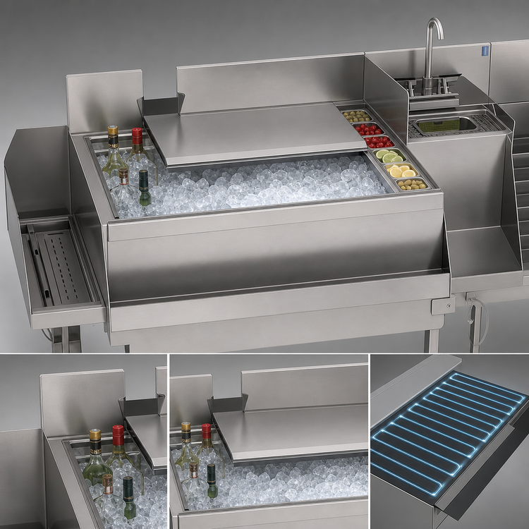 Product image #3 for Perlick Top Shelf UCS60B-LF 60-Inch Underbar Ice Bin/Cocktail Station with Blender Sink