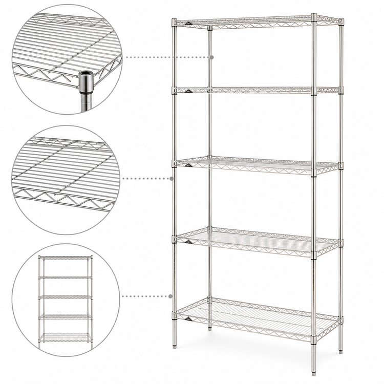 Product image #3 for Metro Super Erecta 5-Shelf Chrome Plated Stationary Starter Wire Shelving Unit, 24 x 24 x 74 Inches