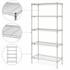 Thumbnail image #3 for Metro Super Erecta 5N517C 5-Shelf Chrome Wire Shelving Unit, Stationary Starter, 24W x 24D x 74H Inches