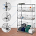 Thumbnail image #3 for Quantum Stationary Wire Basket Storage Unit with 3 Adjustable Baskets, 48W x 24D x 63H, Chrome Plated