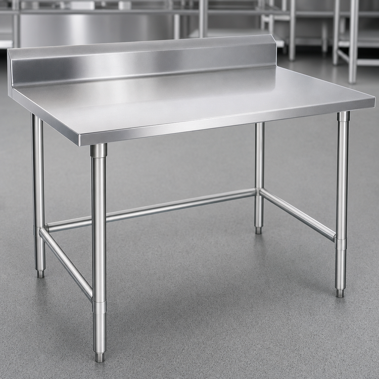 Product image #3 for John Boos Stallion Stainless Steel Work Table with 5-Inch Backsplash and Safety Edge, 108 x 24 Inches