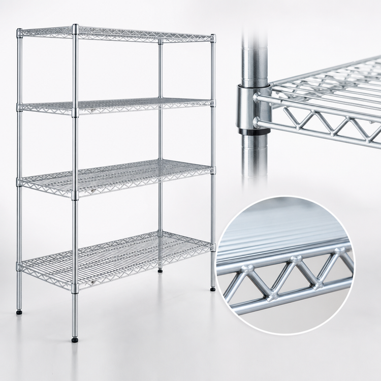 Product image #3 for Eagle Group 4-Tier Wire Starter Shelving Unit, 36 x 24 x 74 Inches, Stainless Steel Finish