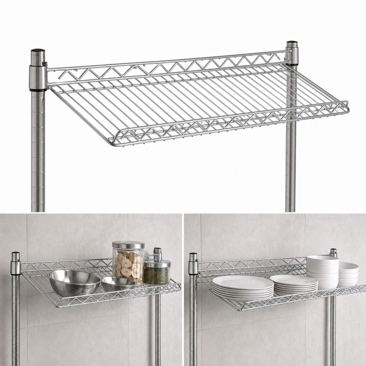 Product image #3 for Valu-Master 48-Inch x 18-Inch Reversible Angled Wire Shelf with Hanger Rails