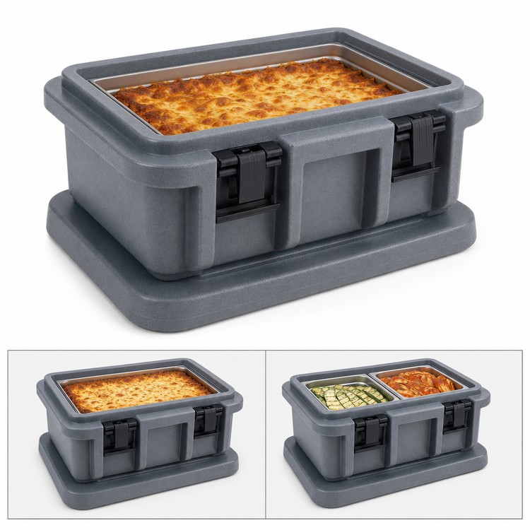 Product image #4 for Cambro Ultra Pan Carrier Top-Loading Insulated Food Pan Carrier, 1 Full-Size GN Pan, 6-Inch Deep, Granite Gray