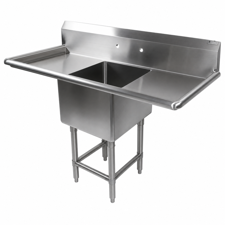 Product image #3 for John Boos Pro-Bowl 1-Compartment Sink with Left and Right 30-Inch Drainboards, 18 x 24 x 14-Inch Bowl, 16-Gauge Stainless Steel