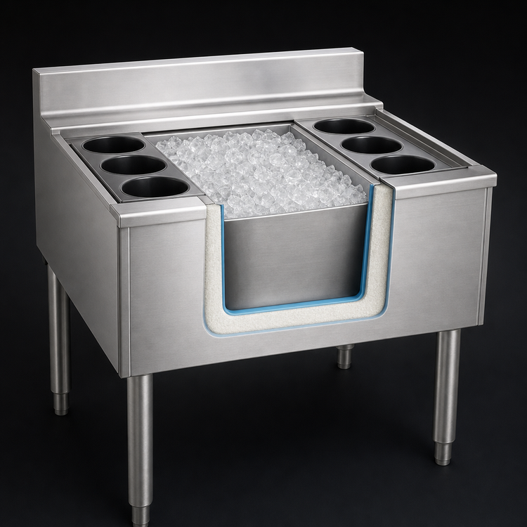 Product image #3 for Eagle Group 2200 Series 40" x 24" Underbar Cocktail Unit with 16" Insulated Ice Bin and 7-Circuit Cold Plate