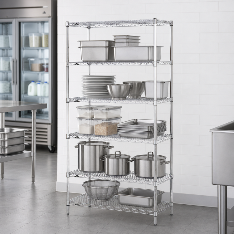 Product image #3 for Metro Super Erecta 5-Shelf Stationary Starter Wire Shelving Unit, 42 x 21 x 74 Inches, Chrome Plated