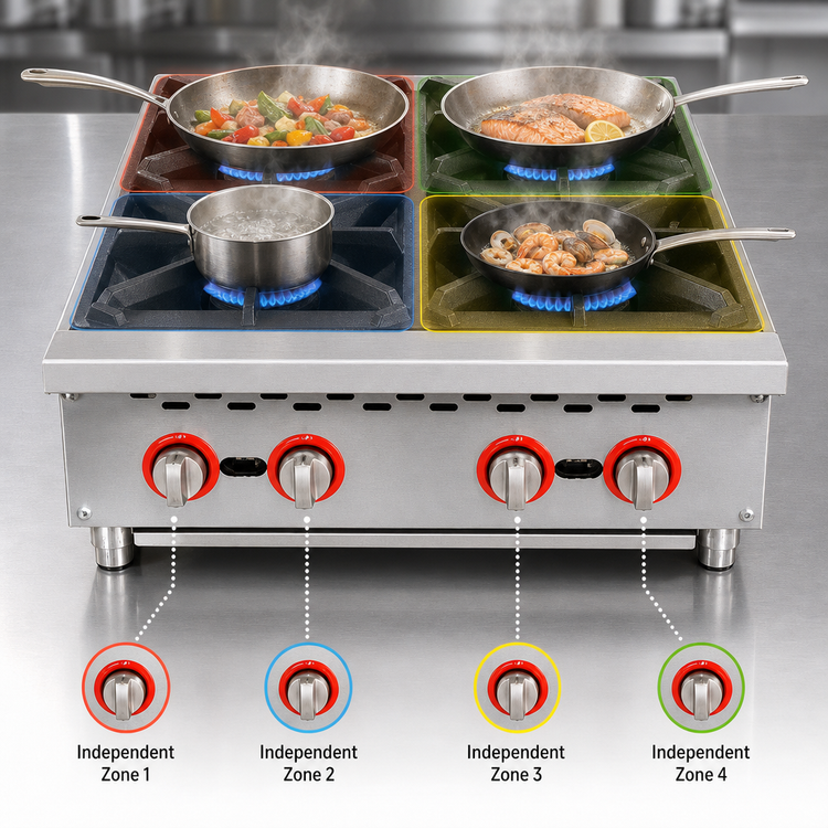 Product image #3 for Omcan 24-Inch 4-Burner Natural Gas Countertop Hot Plate