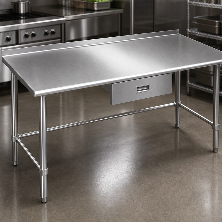 Product image #3 for Eagle Deluxe Series 84-Inch x 36-Inch Stainless Steel Work Table with 1-1/2-Inch Rear Upturn and Tubular Base
