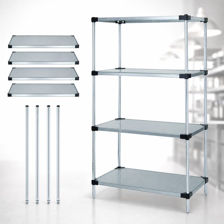 Product image #3 for Quantum 30"W x 24"D x 86"H Solid Shelving Starter Kit with 4 Solid Shelves