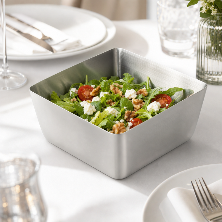 Product image #3 for Square Stainless Steel Serving Bowl, 70 oz., Satin Finish