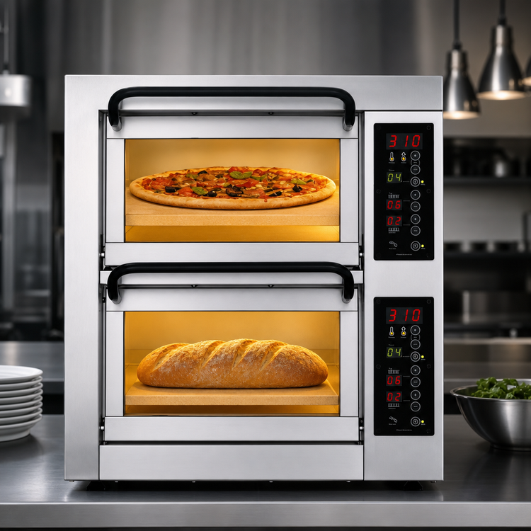 Product image #3 for PizzaMaster PM 402ED-4 Countertop Electric Stone Hearth Pizza Oven with 2 Independent Chambers