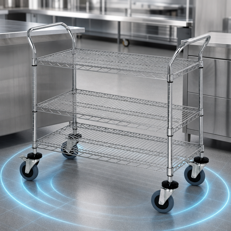 Product image #3 for Quantum Conductive 3-Shelf Utility Bus Cart, 42 x 24 x 37-1/2 Inches, 1200 lb Capacity