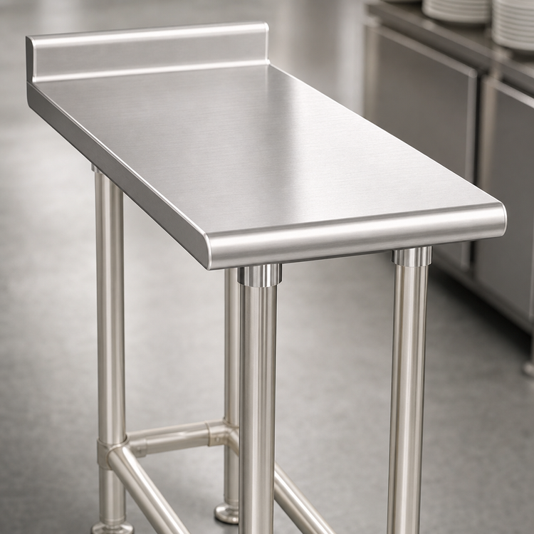 Product image #3 for Eagle Deluxe Series 12"W x 24"D Stainless Steel Filler Table with 1-1/2" Rear Upturn