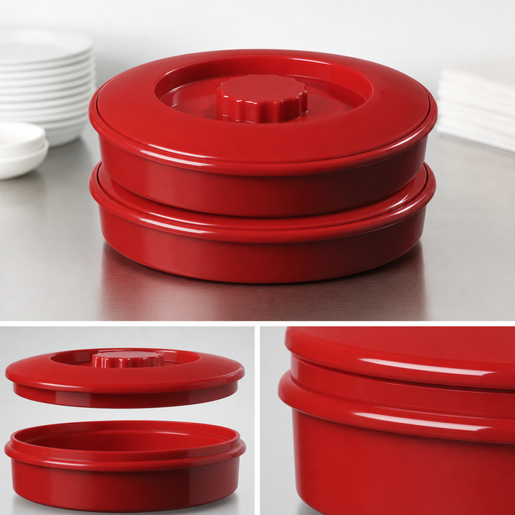Product image #4 for Carlisle 7.5-Inch Interlocking Polypropylene Tortilla Server with Lid, Red