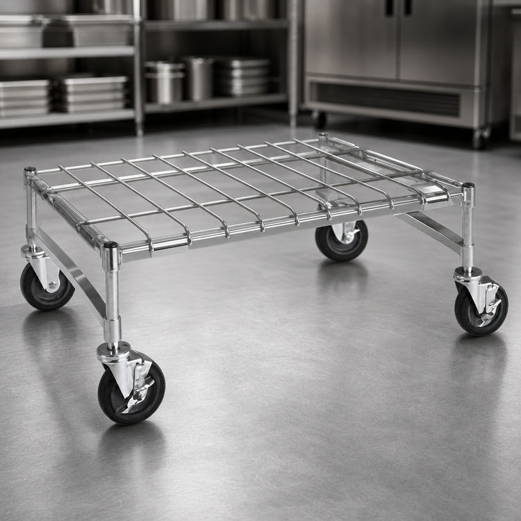 Product image #3 for Super Erecta Mobile Wire Dunnage Rack with Casters, 24 x 48 Inches, Chrome, 800 lb Capacity