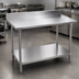 Thumbnail image #3 for Advance Tabco 144-Inch x 30-Inch 16-Gauge 304 Stainless Steel Work Table with 5-Inch Backsplash and Adjustable Undershelf