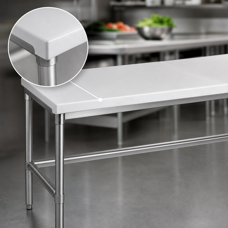 Product image #3 for Poly-Vance 96-Inch x 24-Inch Poly-Top Work Table with Stainless Steel Legs and Cross Rails