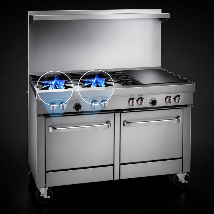 Product image #3 for Southbend S-Series 48-Inch Gas Restaurant Range with 2 Open Burners, 36-Inch Griddle, Convection Oven and Cabinet Base