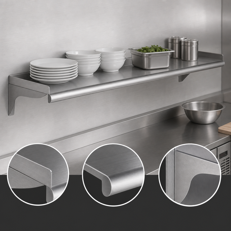 Product image #3 for Eagle Group 96-Inch Wide Wall-Mounted Stainless Steel Shelf, 10-Inch Deep, 16-Gauge Type 430