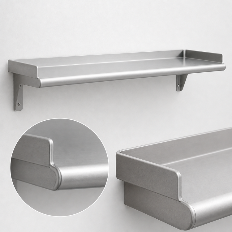 Product image #3 for Eagle Snap-n-Slide 48-Inch x 12-Inch Wall-Mounted Shelf with Rolled Front Edge, 16-Gauge 304 Stainless Steel