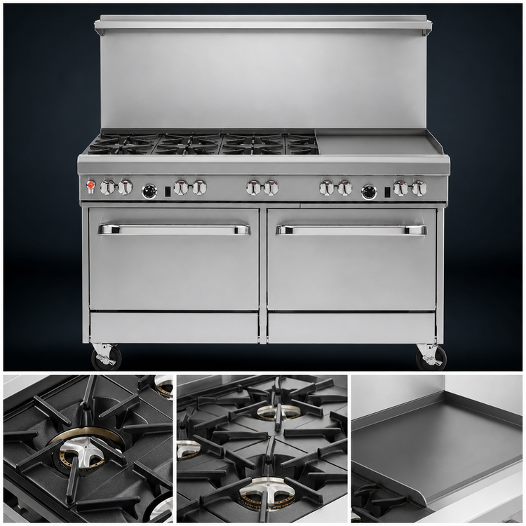 Product image #3 for Southbend Ultimate 60-Inch Gas Restaurant Range with 2 Standard Ovens, 5 Burners, and 24-Inch Griddle