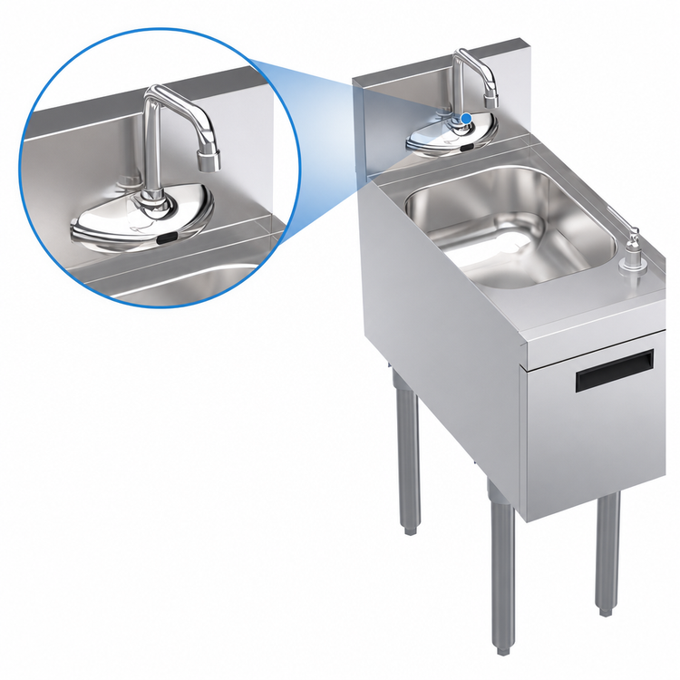 Product image #3 for Krowne Royal Series Freestanding Underbar Hand Sink Unit with Electronic Faucet and Soap/Towel Dispensers, 12 x 24 Inch