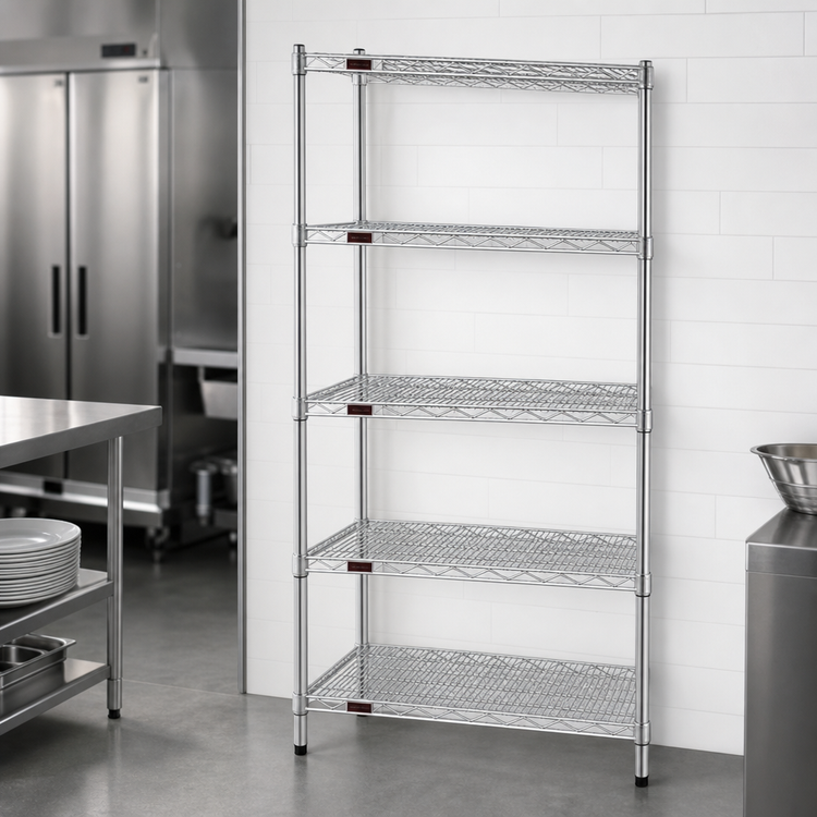Product image #3 for Eagle Group 5-Tier Chrome Wire Shelving Starter Unit, 48"W x 18"D x 86"H