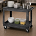 Thumbnail image #3 for Quantum Gray Polymer Flat-Top Utility Bus Cart, 2 Shelves, 40 x 26 x 32-1/2 Inches