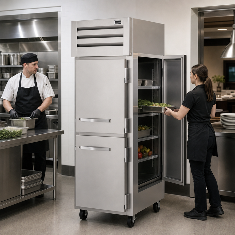 Product image #3 for True SPEC SERIES One-Section Pass-Thru Reach-In Refrigerator with Front Half Solid Doors and Rear Glass Door