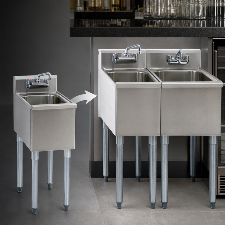 Product image #3 for Eagle Group 2200 Series 12-Inch Underbar Side-To-Side Modular Add-On Hand Sink with Standard Faucet
