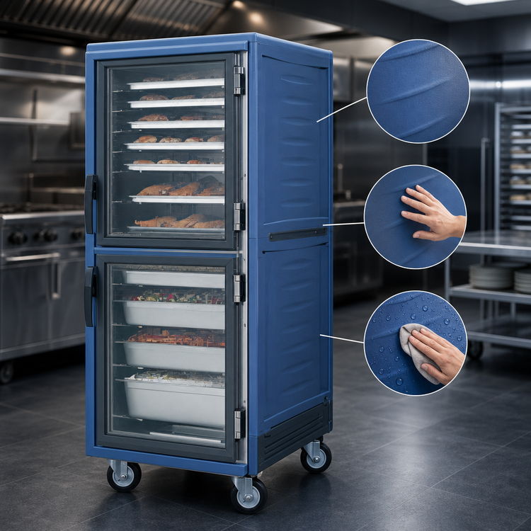 Product image #3 for Metro C5 3 Series Mobile Full Height Heated Holding and Proofing Cabinet with Moisture Control, Blue, Dutch Clear Doors, 35-Pan Capacity