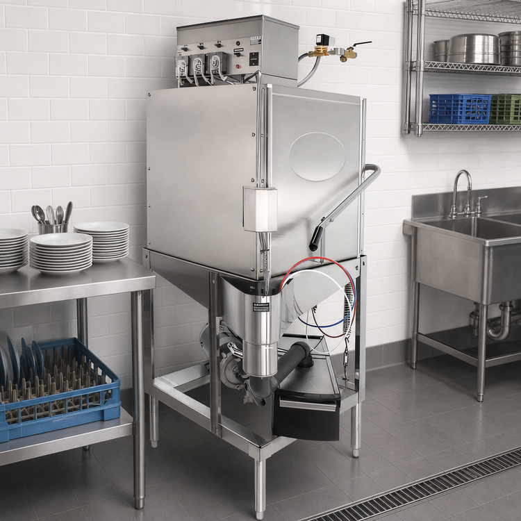 Product image #4 for CMA Dishmachines Energy Mizer Straight-Thru Door-Type Dishwasher, Low-Temp Chemical Sanitizing, 40 Racks/Hour