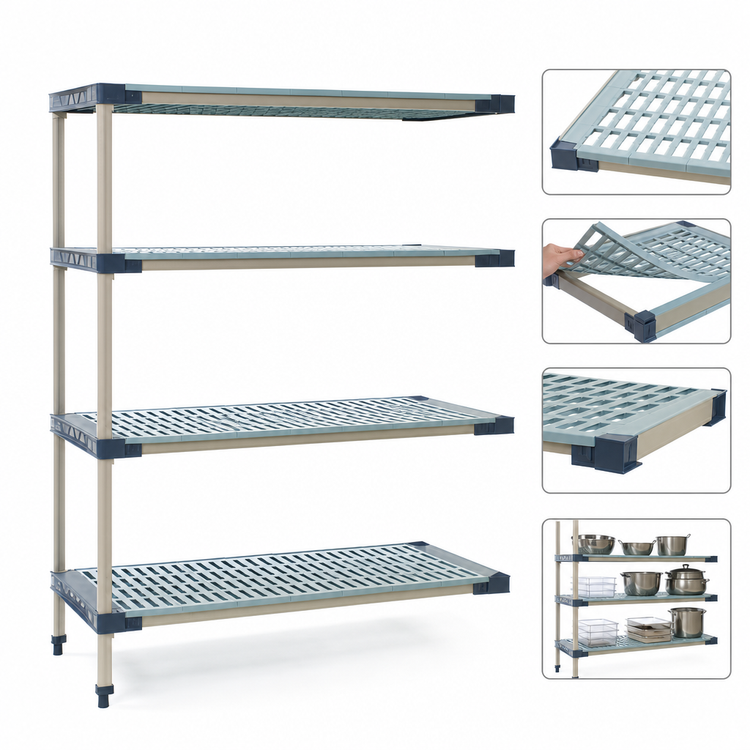 Product image #3 for MetroMax 4 4-Shelf Add-On Polymer Shelving Unit, 60" W x 18" D