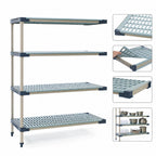 Thumbnail image #3 for Metro MetroMax 4 AX366G4 4-Shelf Add-On Polymer Shelving Unit, 60" W x 18" D, Blue, Open Grid