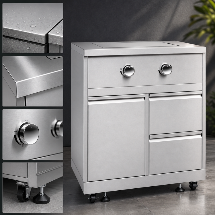 Product image #4 for KoolMore 32-Inch Outdoor Kitchen 2-Burner Liquid Propane Side Burner with Bottom Cabinet, Stainless Steel