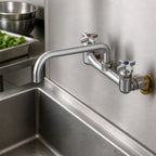 Thumbnail image #3 for T&S Brass Big-Flo B-0290-CVH Wall-Mount Commercial Mixing Faucet, 12-Inch Swing Spout, 8-Inch Adjustable Centers, Low Lead
