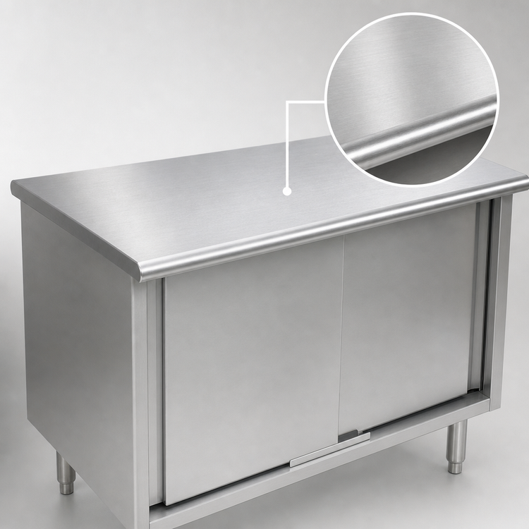 Product image #3 for Eagle Group Spec-Master 120-Inch x 24-Inch Enclosed Work Table with Sliding Doors, 14-Gauge 304 Stainless Steel Top