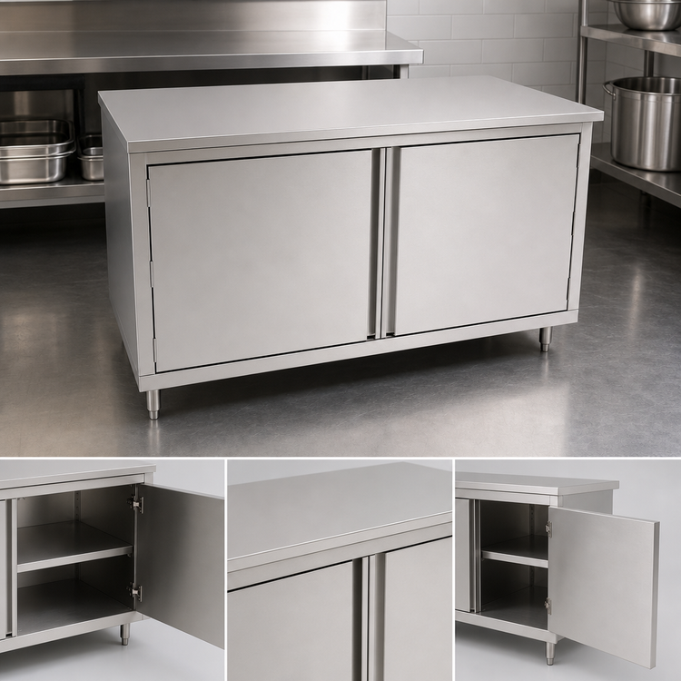 Product image #3 for John Boos Cabinet Base Enclosed Work Table with Hinged Doors, 36 x 30 Inches, Stainless Steel Flat Top