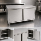 Thumbnail image #3 for John Boos 4CH6-3036 Enclosed Stainless Steel Work Table with Hinged Doors, 36 x 30 Inches, 16-Gauge 300 Series Flat Top