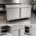 Thumbnail image #3 for John Boos Cabinet Base Enclosed Work Table with Hinged Doors, 36 x 30 Inches, Stainless Steel Flat Top